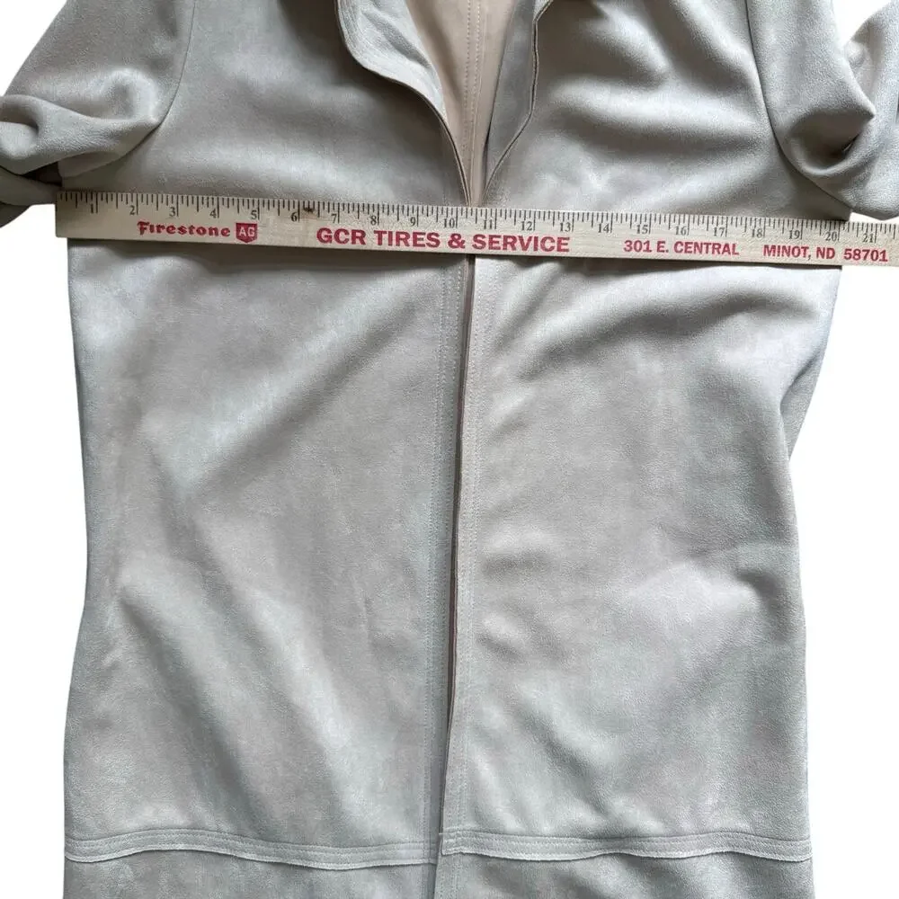 Philosophy Republic Duster Jacket Size Missing Faux Suede Leather Beige Long